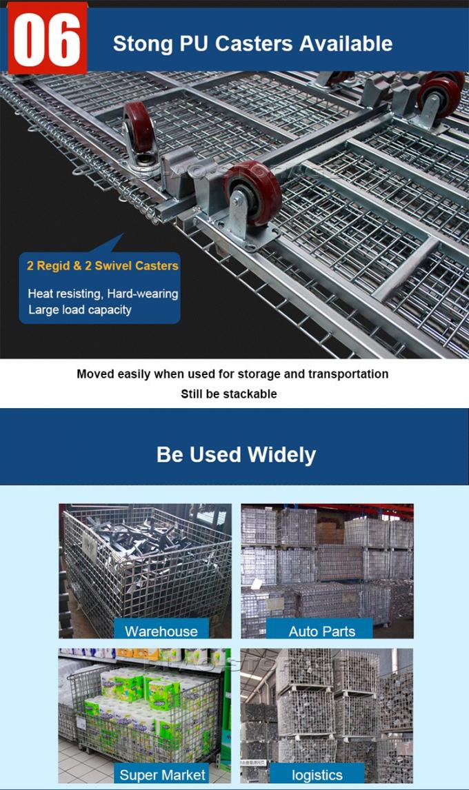 Heavy Duty Warehouse Portable Galvanized Folding Wire Mesh Storage Cage ...