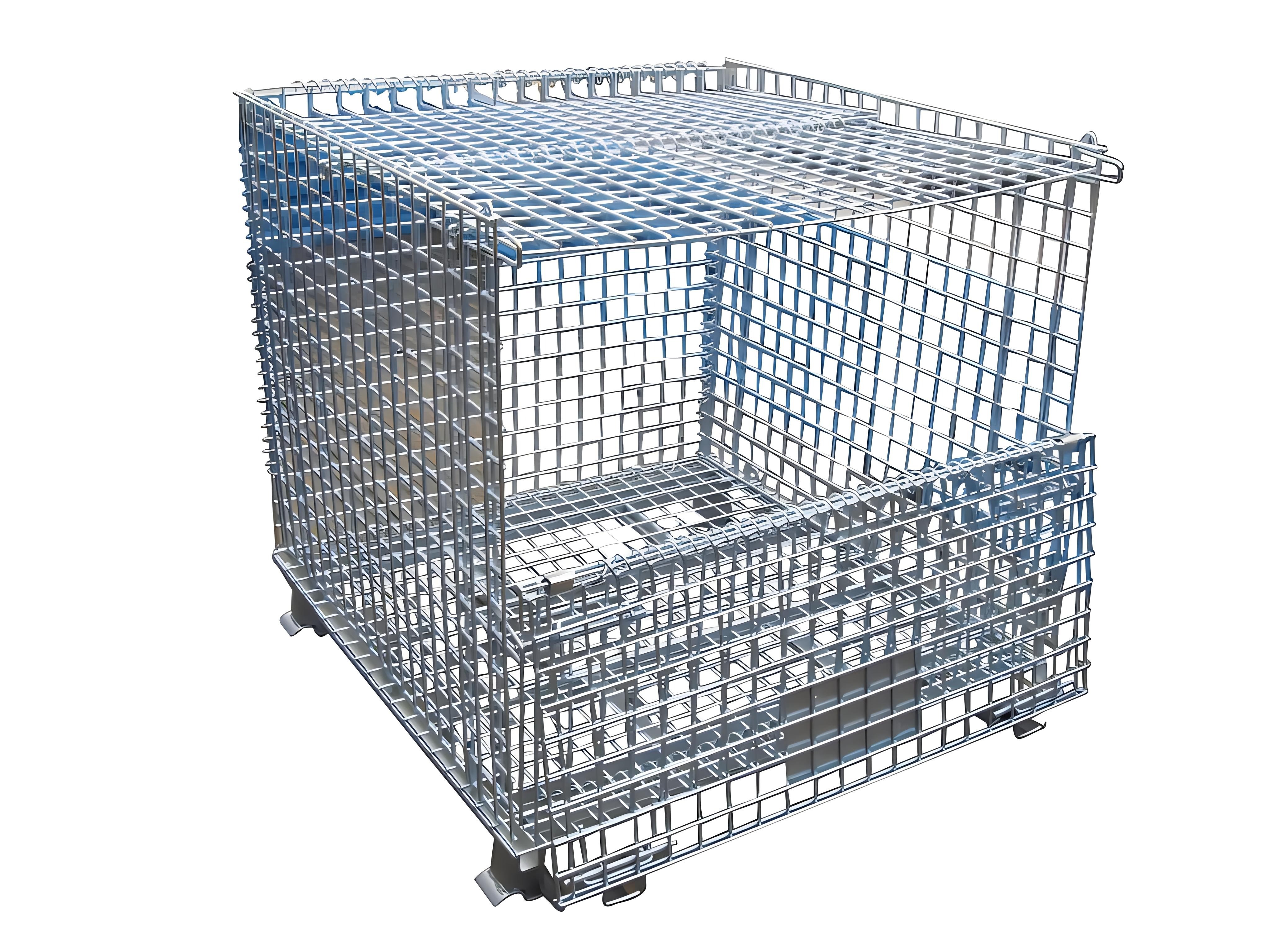 Stackable Collapsible Steel Wire Mesh Pallet Rack Shelving Cage Heavy Duty